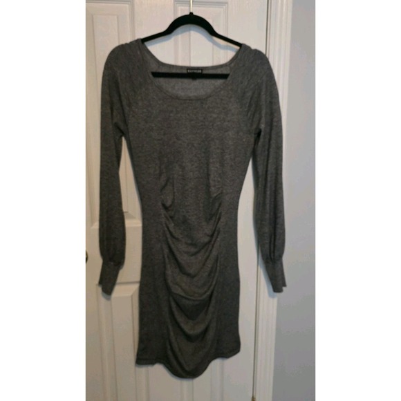 Express Dresses & Skirts - Express Women's Medium Gray‎ Long Sleeve Ruched Bodycon Dress